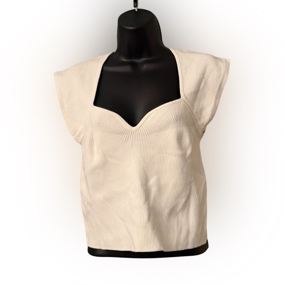 House of Harlow 1960|  cap sleeve ribbed crop top | Color: Cream | Size: M - Picture 7 of 8